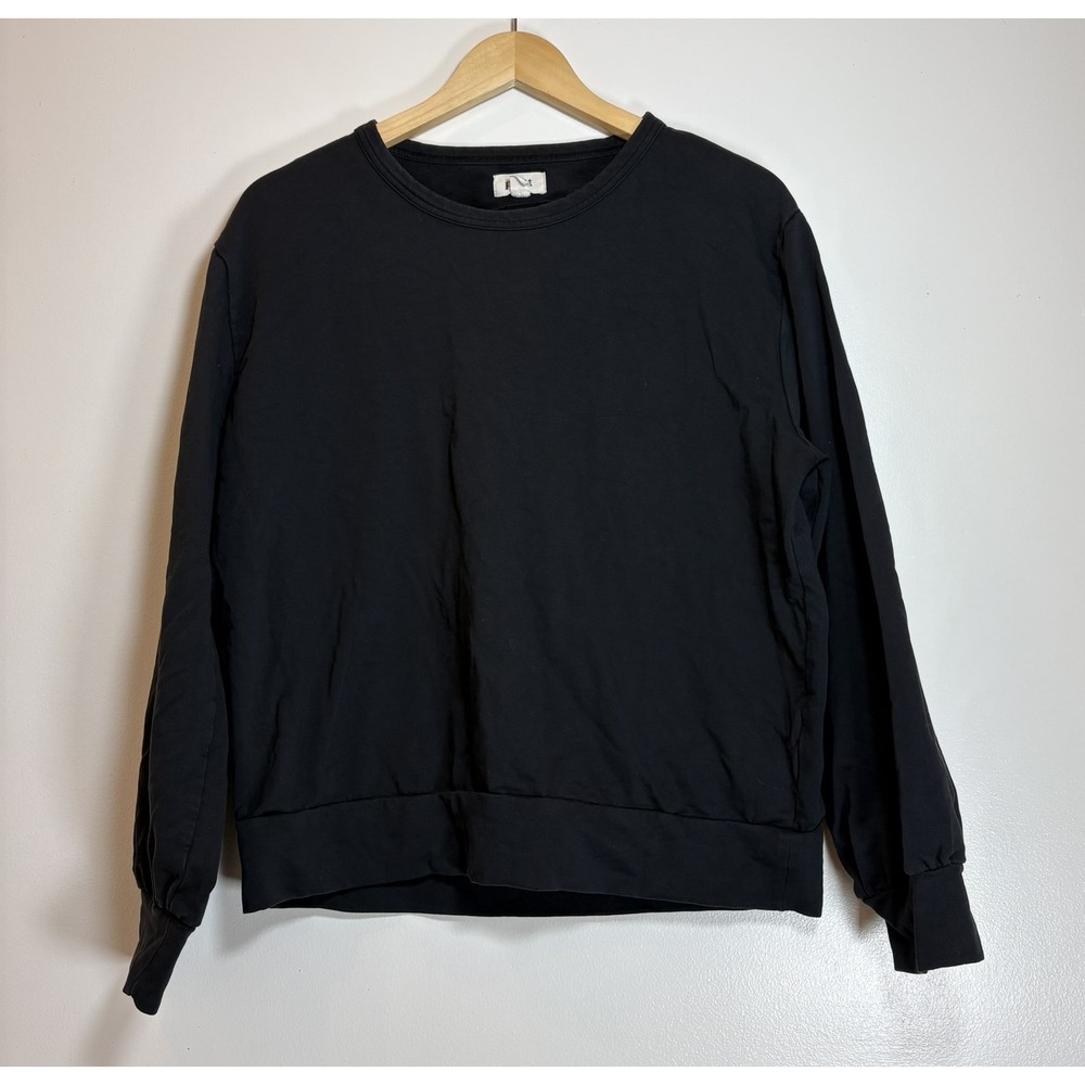 Pact Womens Large Black Organic Cotton Cutout Back Pullover Sweatshirt Classic